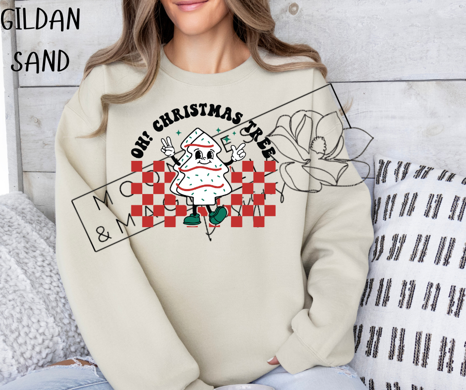 CHECKERED OH CHRISTMAS TREE CREWNECKS