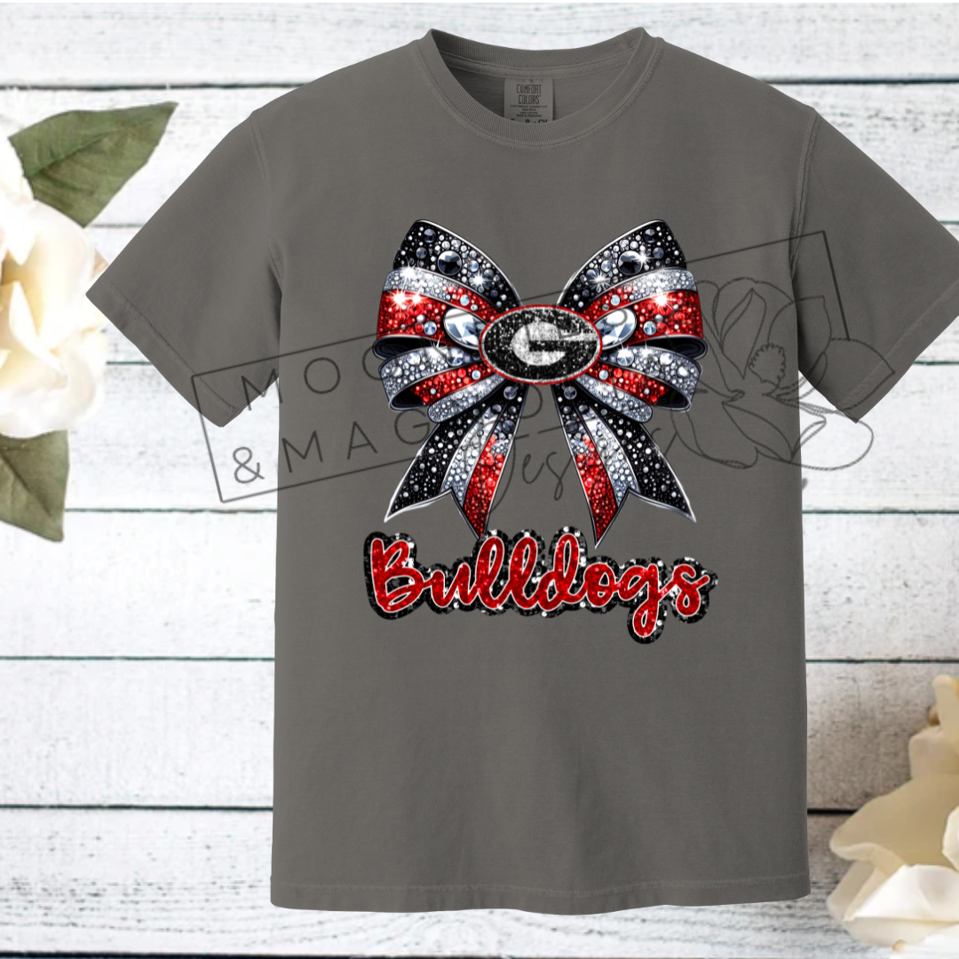 GEORGIA RHINESTONE BOW COMFORT COLOR T-SHIRT