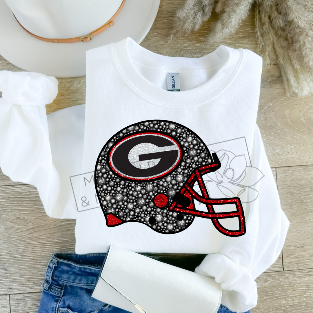 GA RHINESTONE HELMET CREWNECK SWEATSHIRT