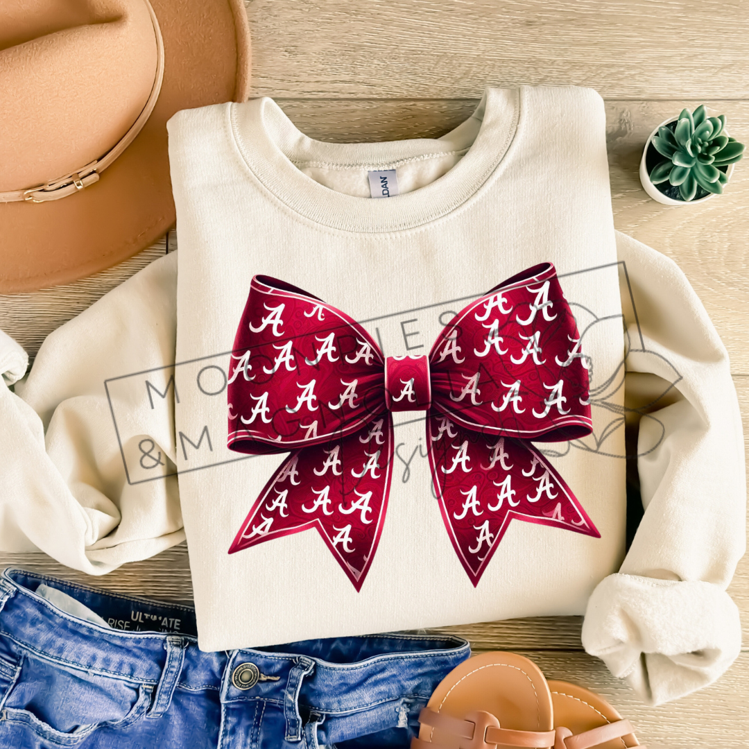 CRIMSON ALABAMA BOW CREWNECK SWEATSHIRT