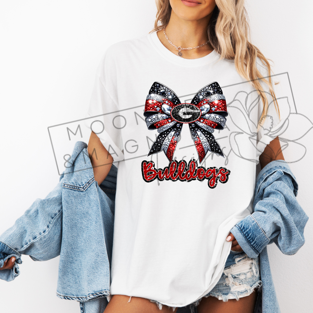 GEORGIA RHINESTONE BOW COMFORT COLOR T-SHIRT