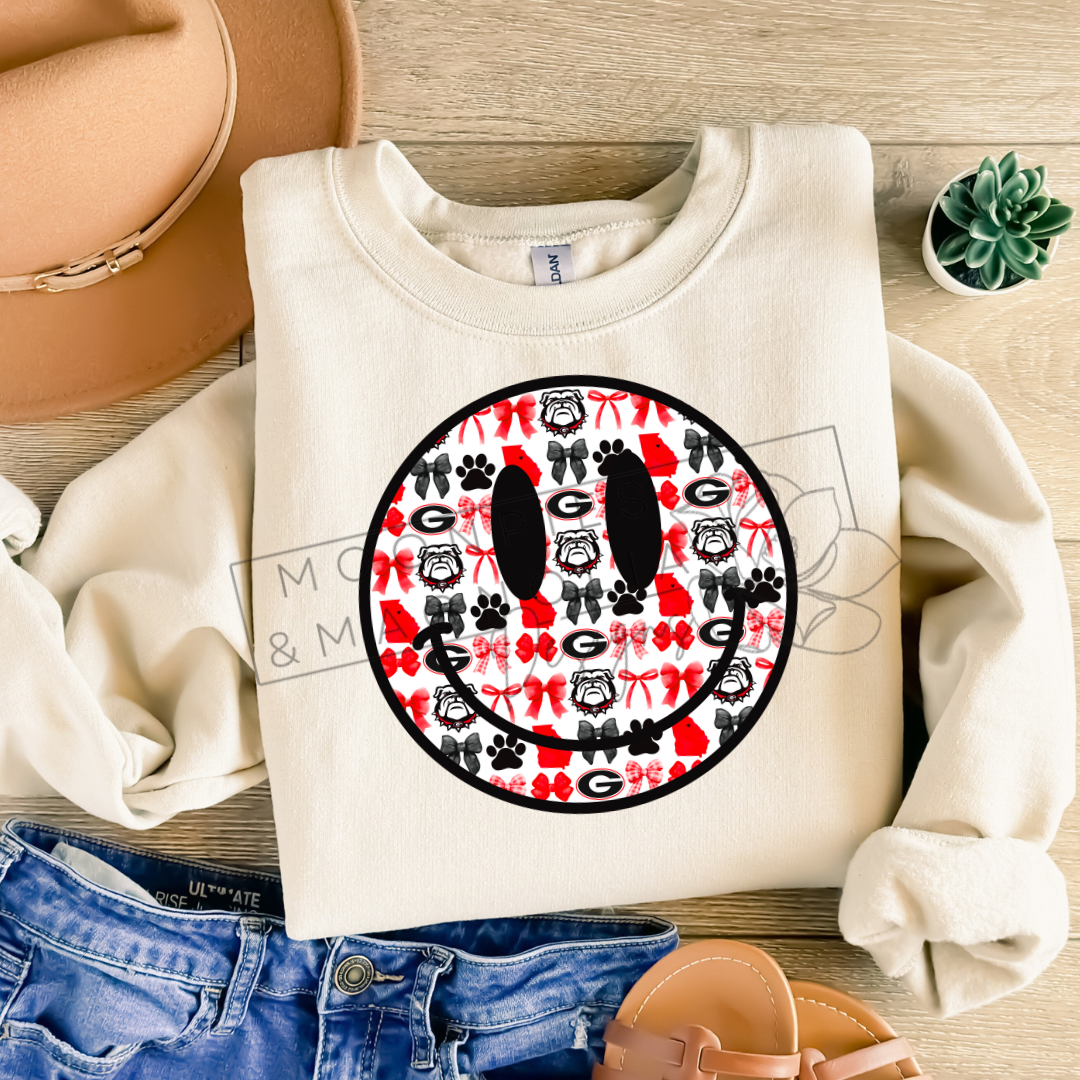 GEORGIA SMILEY FACE CREWNECK SWEATSHIRT