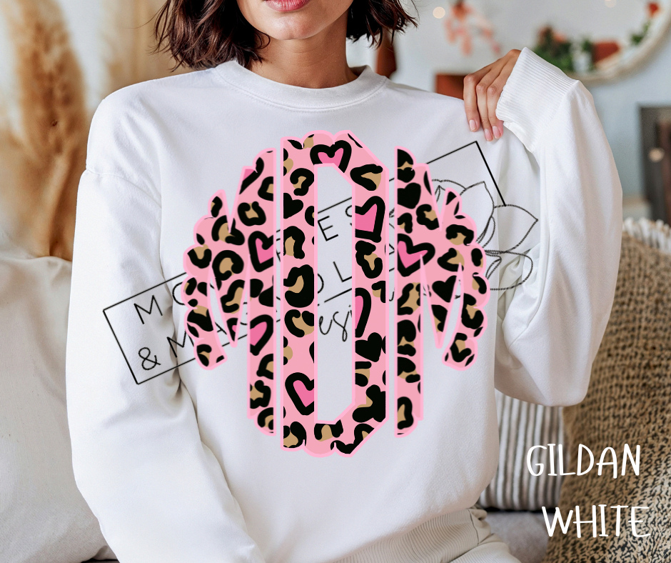PINK LEOPARD MONOGRAM CREWNECK SWEATSHIRT