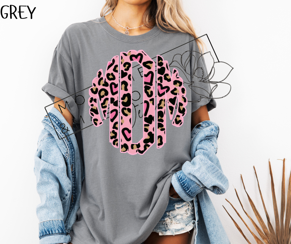 PINK LEOPARD MONOGRAM CC SHIRTS