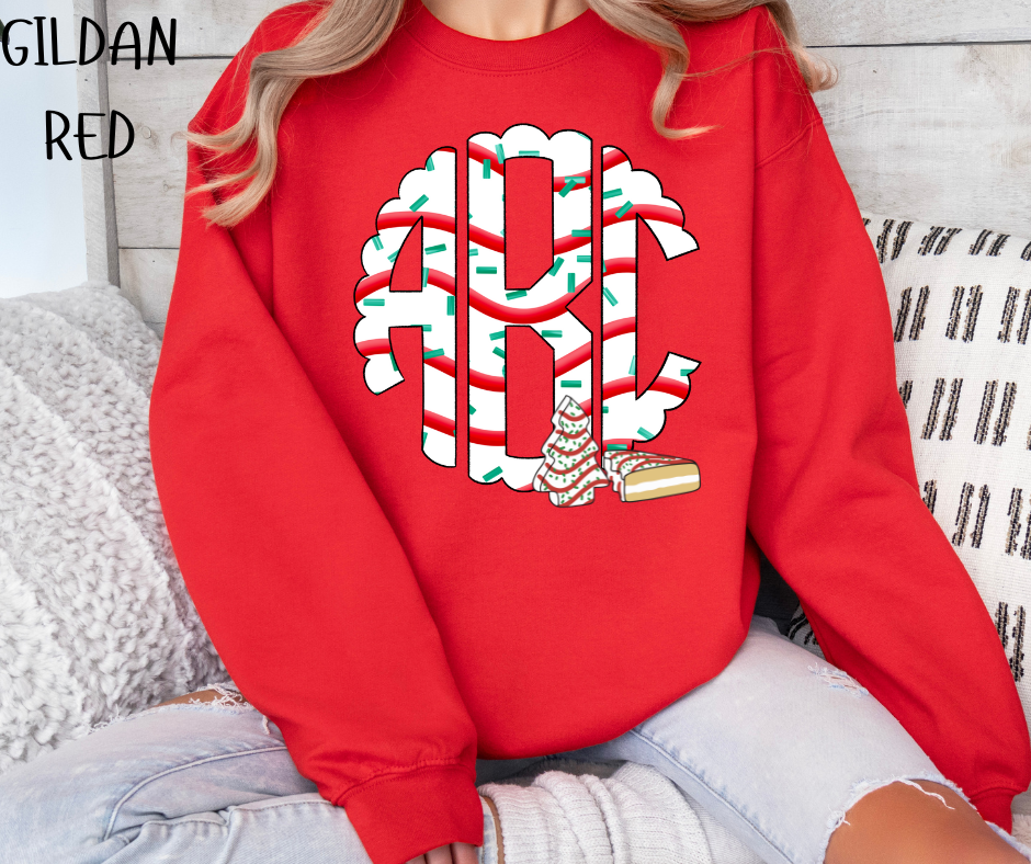 CHRISTMAS TREE CAKE MONOGRAM CREWNECK SWEATSHIRT