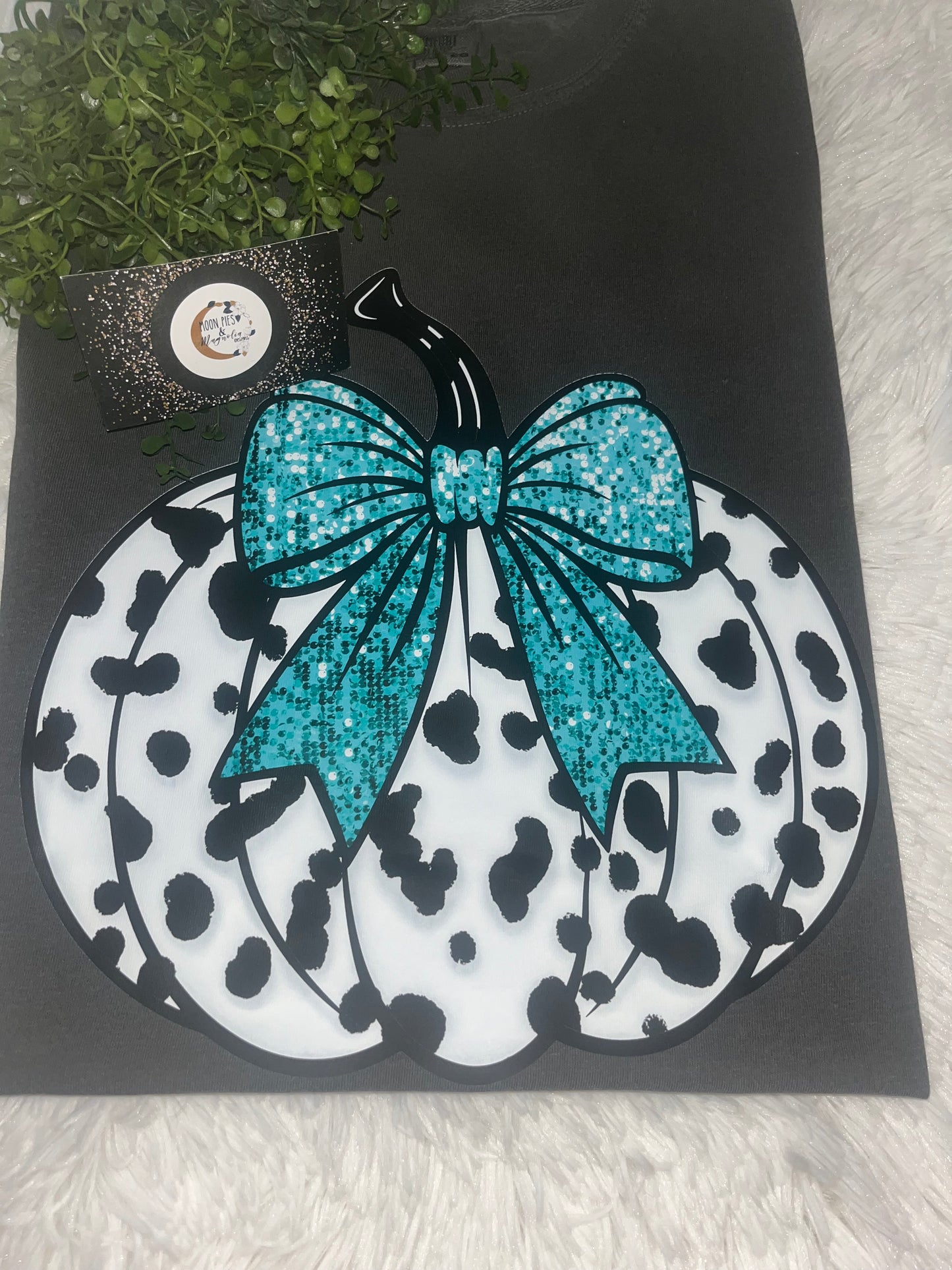COW PRINT PUMPKIN BOW COMFORT COLOR