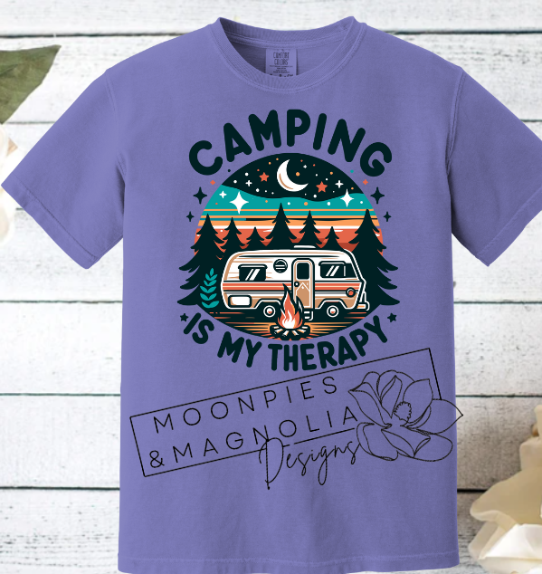 CAMPING IS MY THERAPY COMFORT COLOR T-SHIRT