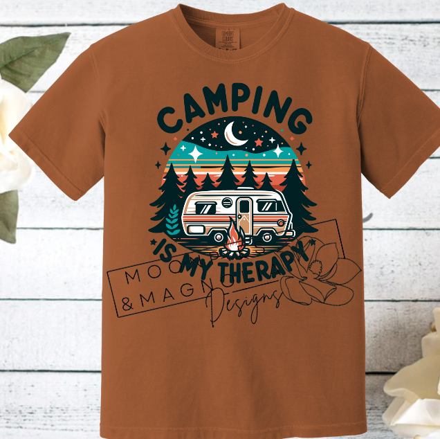 CAMPING IS MY THERAPY COMFORT COLOR T-SHIRT