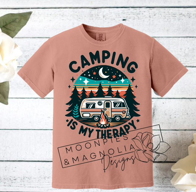 CAMPING IS MY THERAPY COMFORT COLOR T-SHIRT