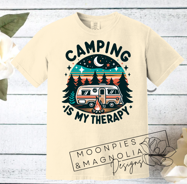 CAMPING IS MY THERAPY COMFORT COLOR T-SHIRT