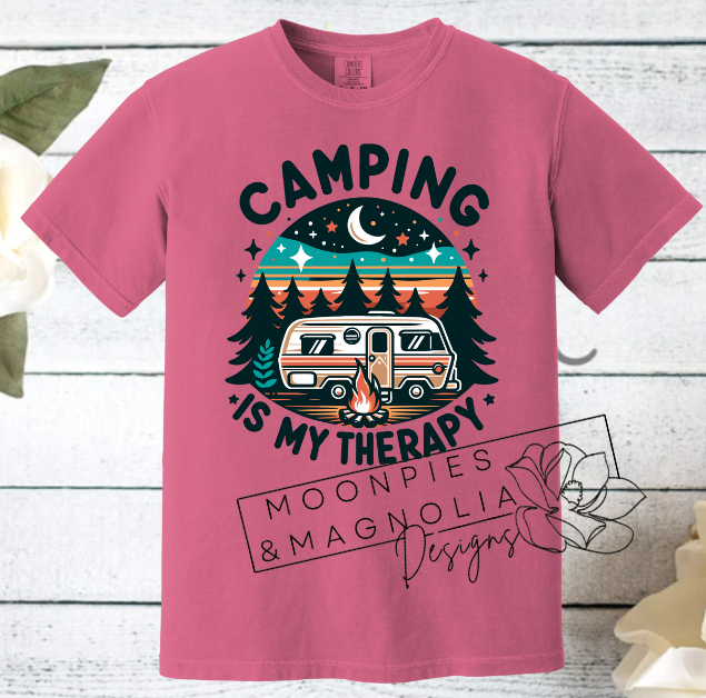 CAMPING IS MY THERAPY COMFORT COLOR T-SHIRT