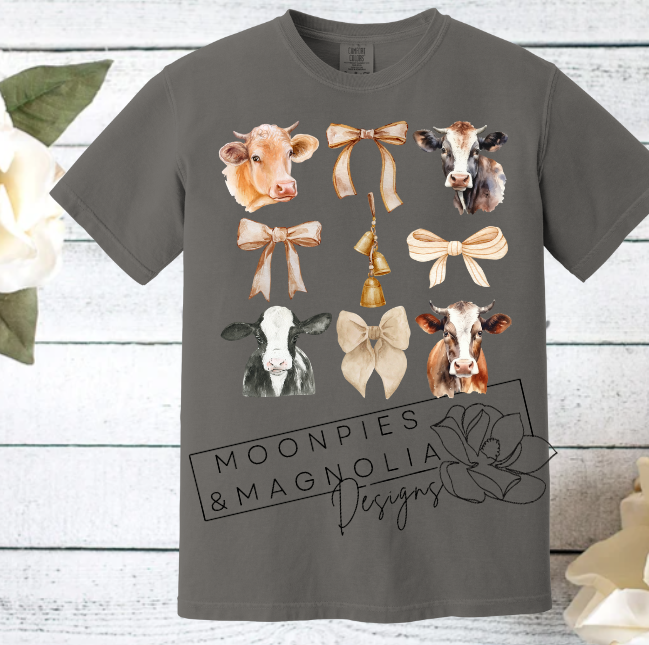 COW CROQUETTE BOW COMFORT COLOR T-SHIRT