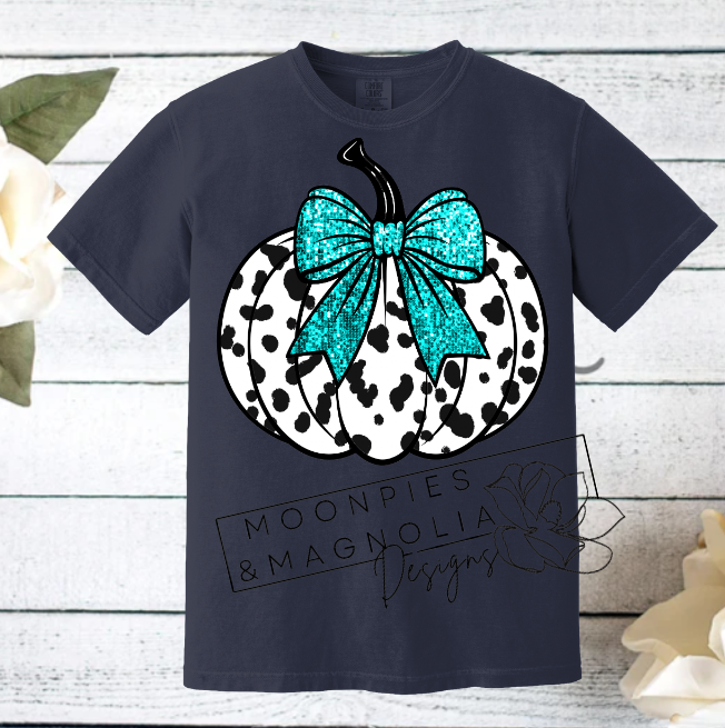 COW PRINT PUMPKIN BOW COMFORT COLOR
