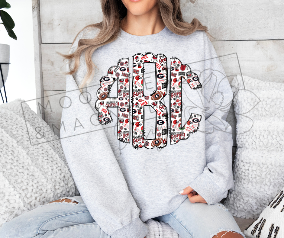 GEORGIA MONOGRAM CREWNECK SWEATSHIRTS