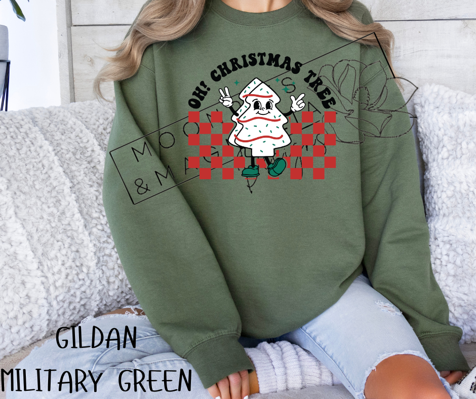 CHECKERED OH CHRISTMAS TREE CREWNECKS