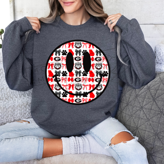 GEORGIA SMILEY FACE CREWNECK SWEATSHIRT