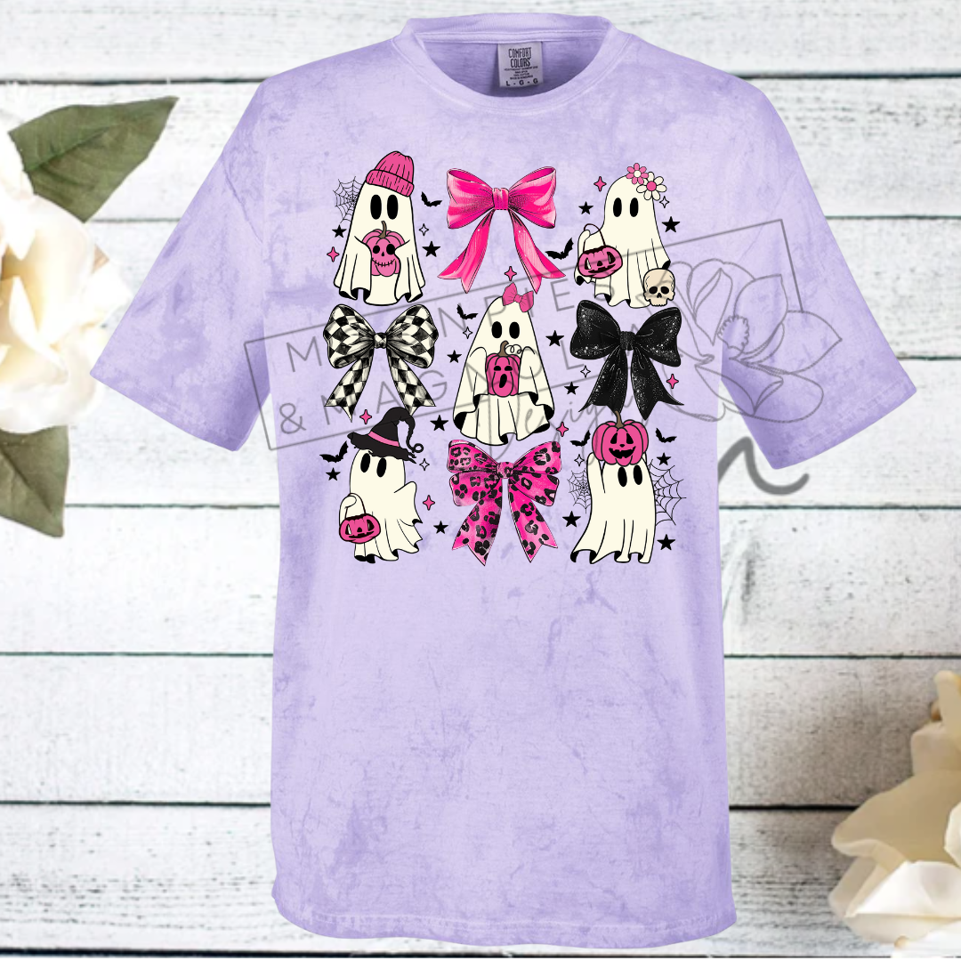 GHOSTS AND CUTE BOWS COMFORT COLOR T-SHIRTS