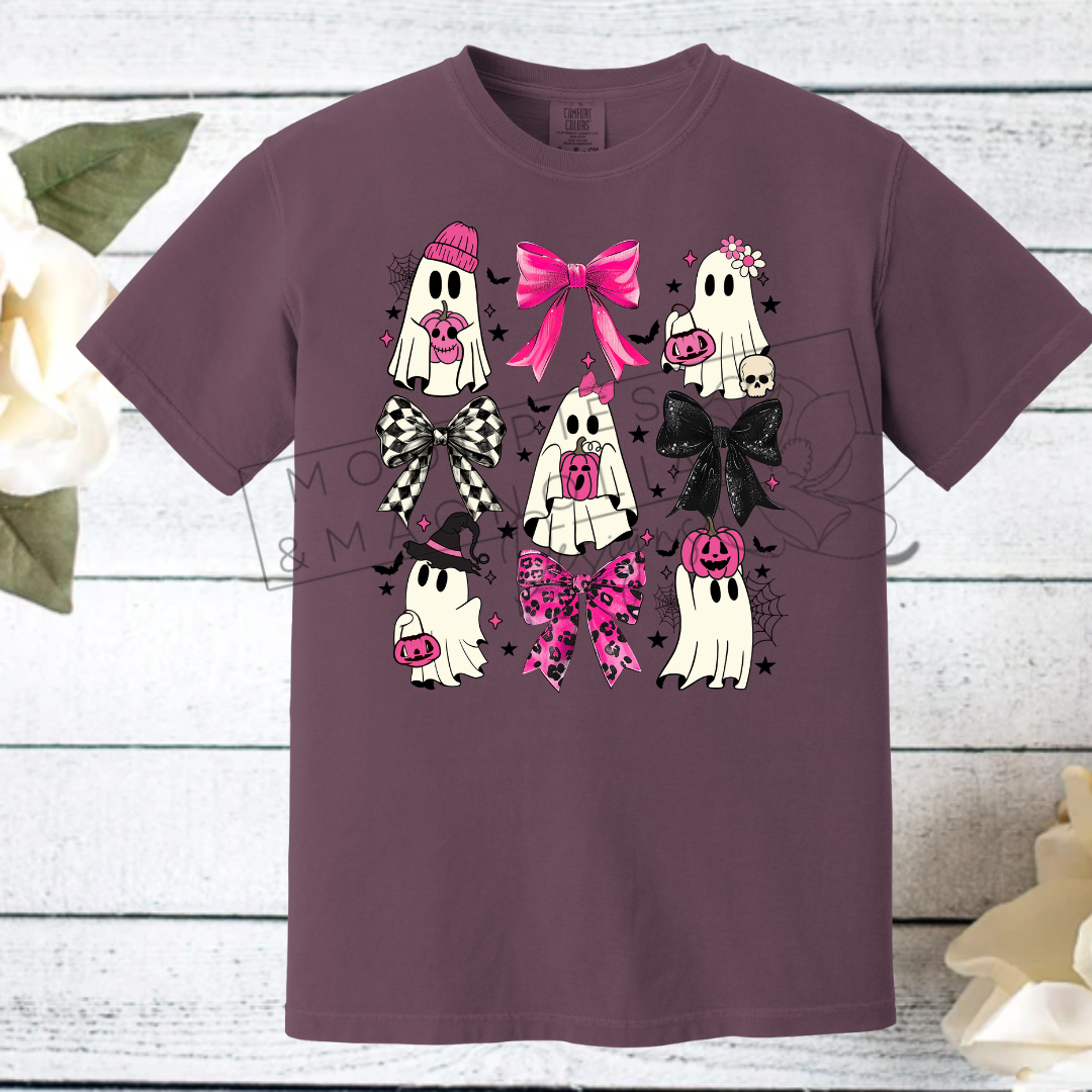 GHOSTS AND CUTE BOWS COMFORT COLOR T-SHIRTS