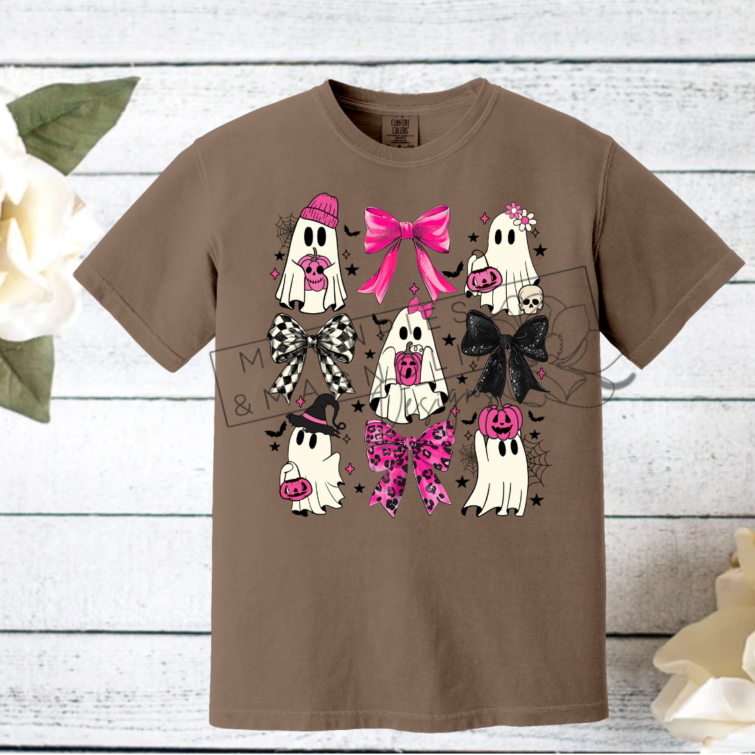 GHOSTS AND CUTE BOWS COMFORT COLOR T-SHIRTS