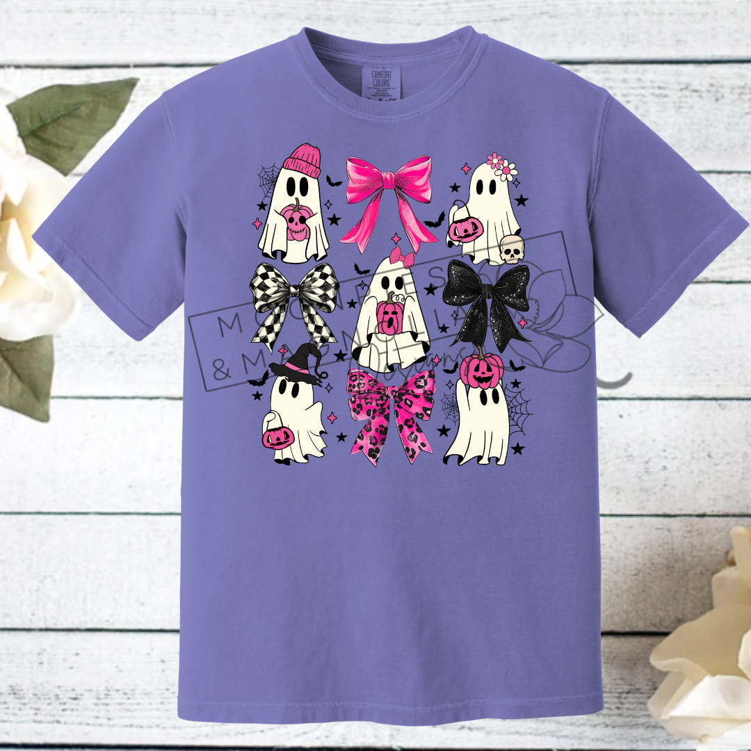 GHOSTS AND CUTE BOWS COMFORT COLOR T-SHIRTS