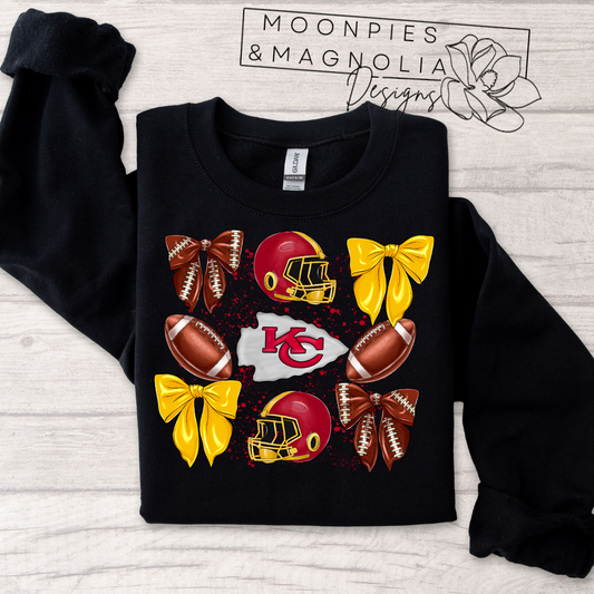 CHIEFS BOWS AND FOOTBALLS CREWNECK SWEATSHIRT