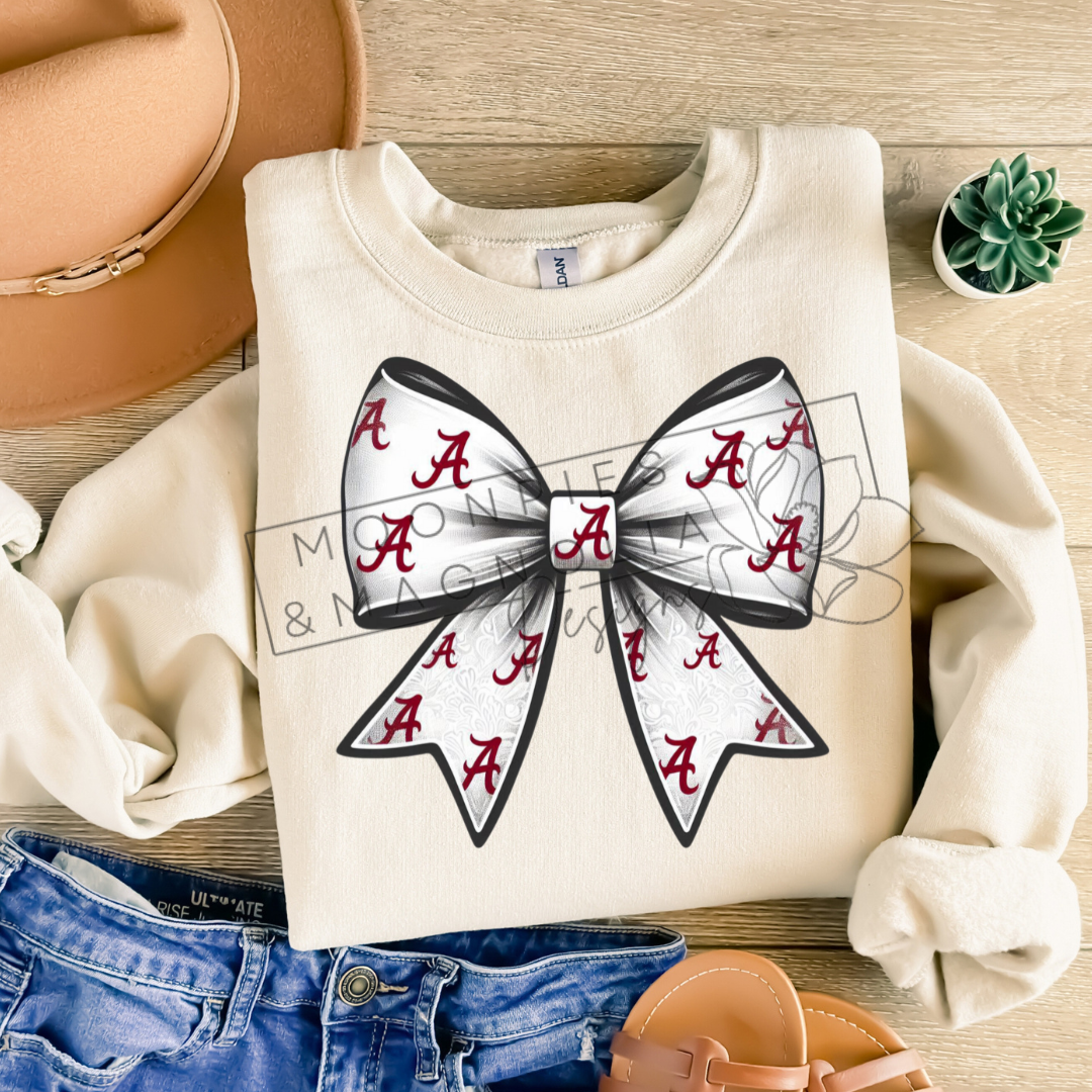 WHITE ALABAMA BOW CREWNECK SWEATSHIRT