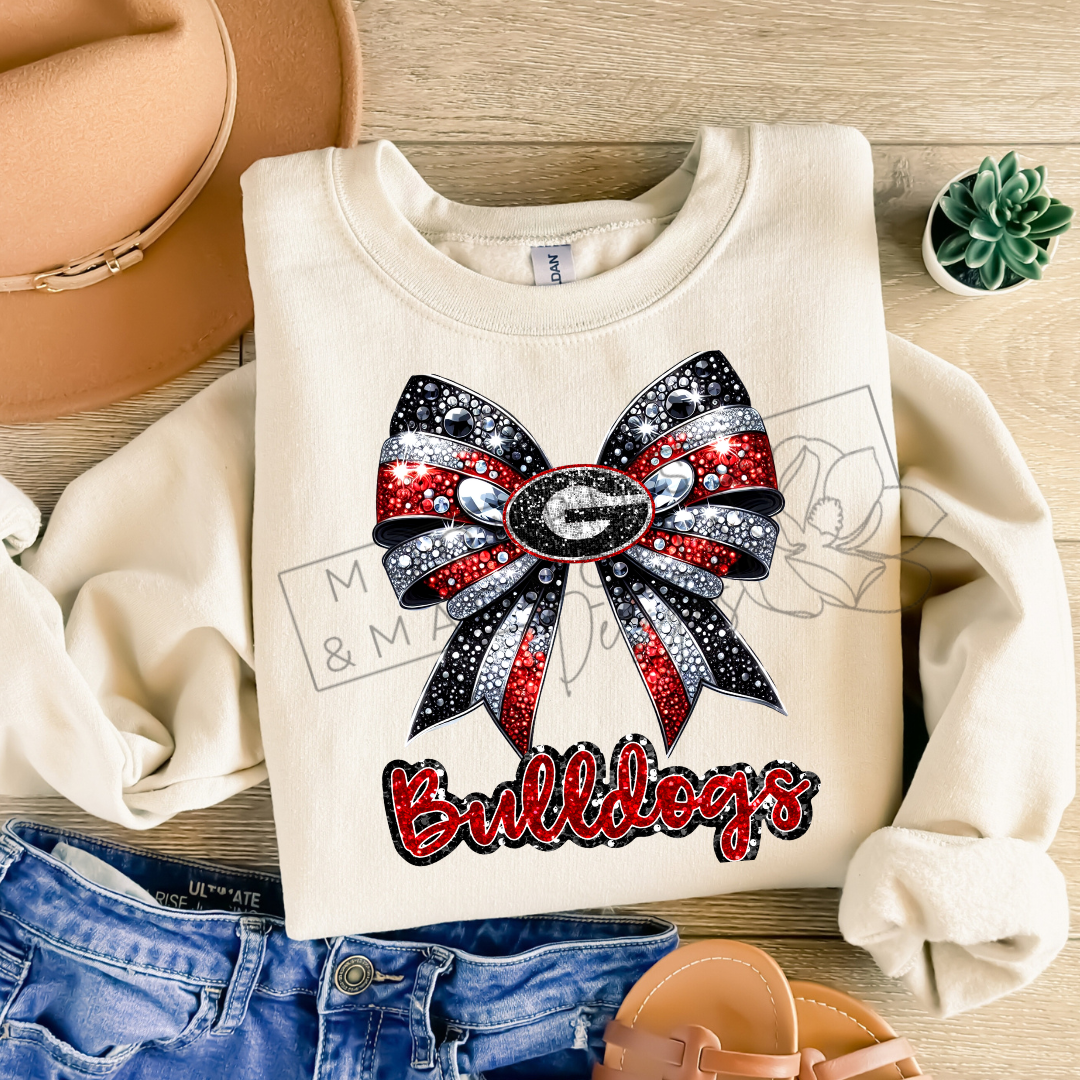 GEORGIA RHINESTONE BOW CREWNECK SWEATSHIRT