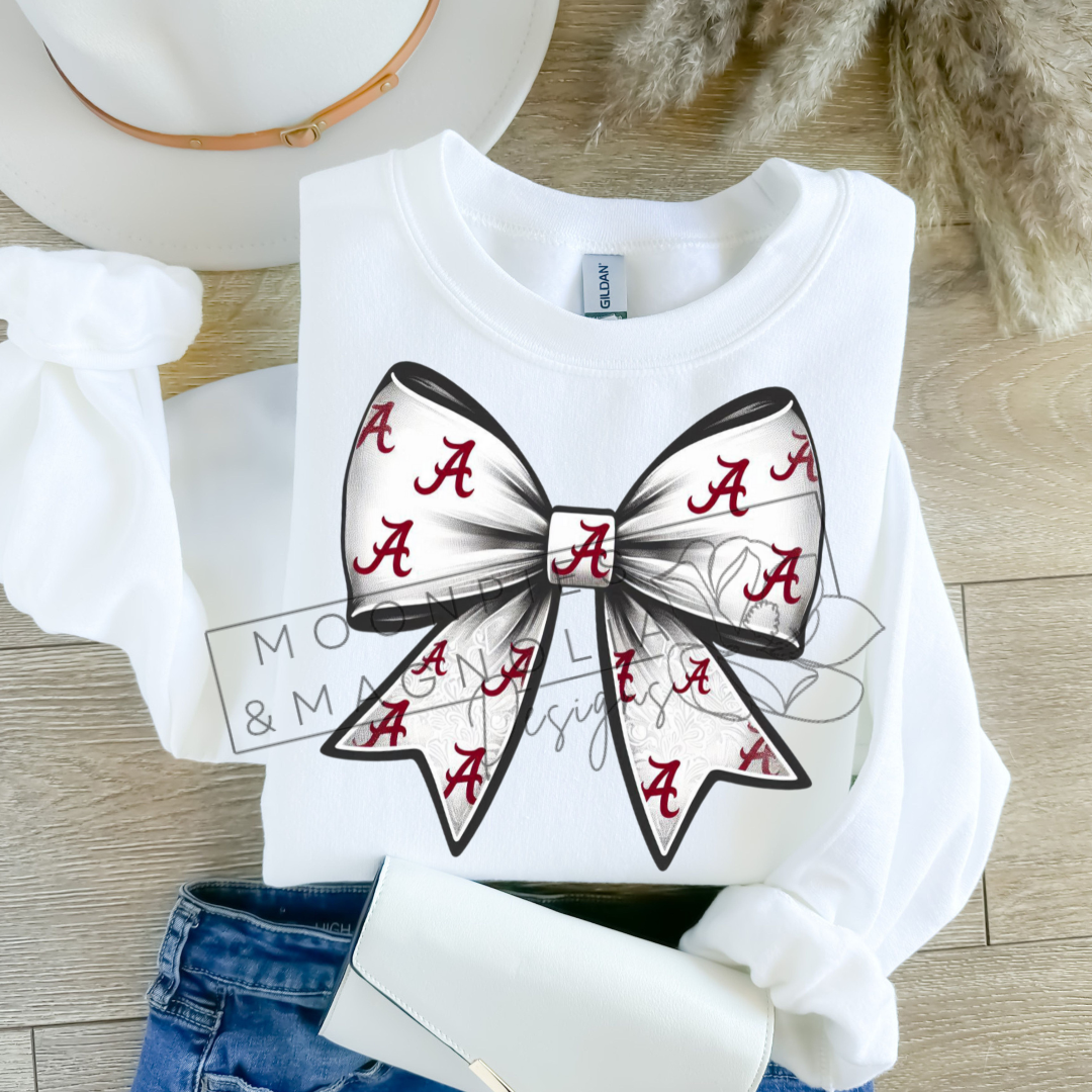 WHITE ALABAMA BOW CREWNECK SWEATSHIRT