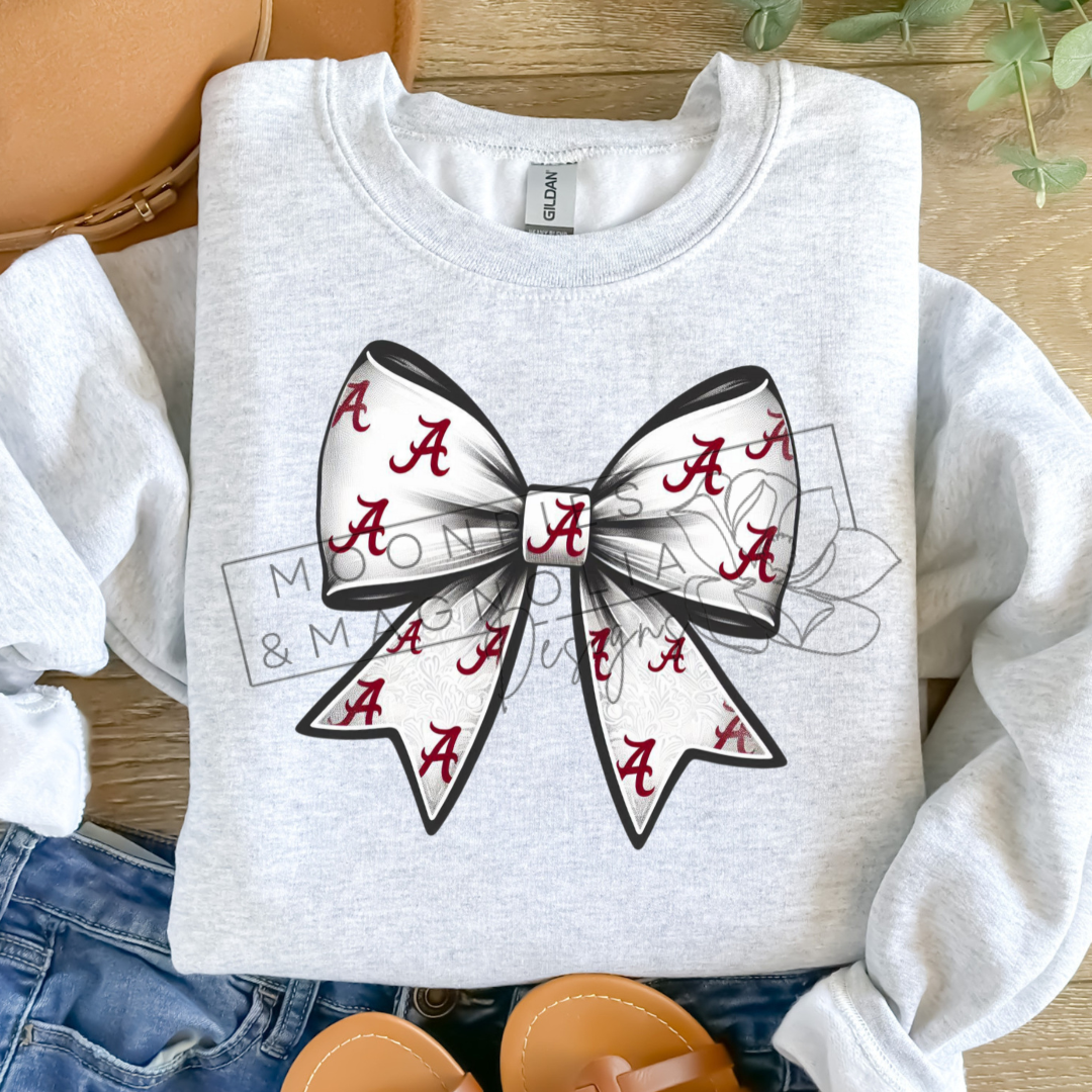 WHITE ALABAMA BOW CREWNECK SWEATSHIRT