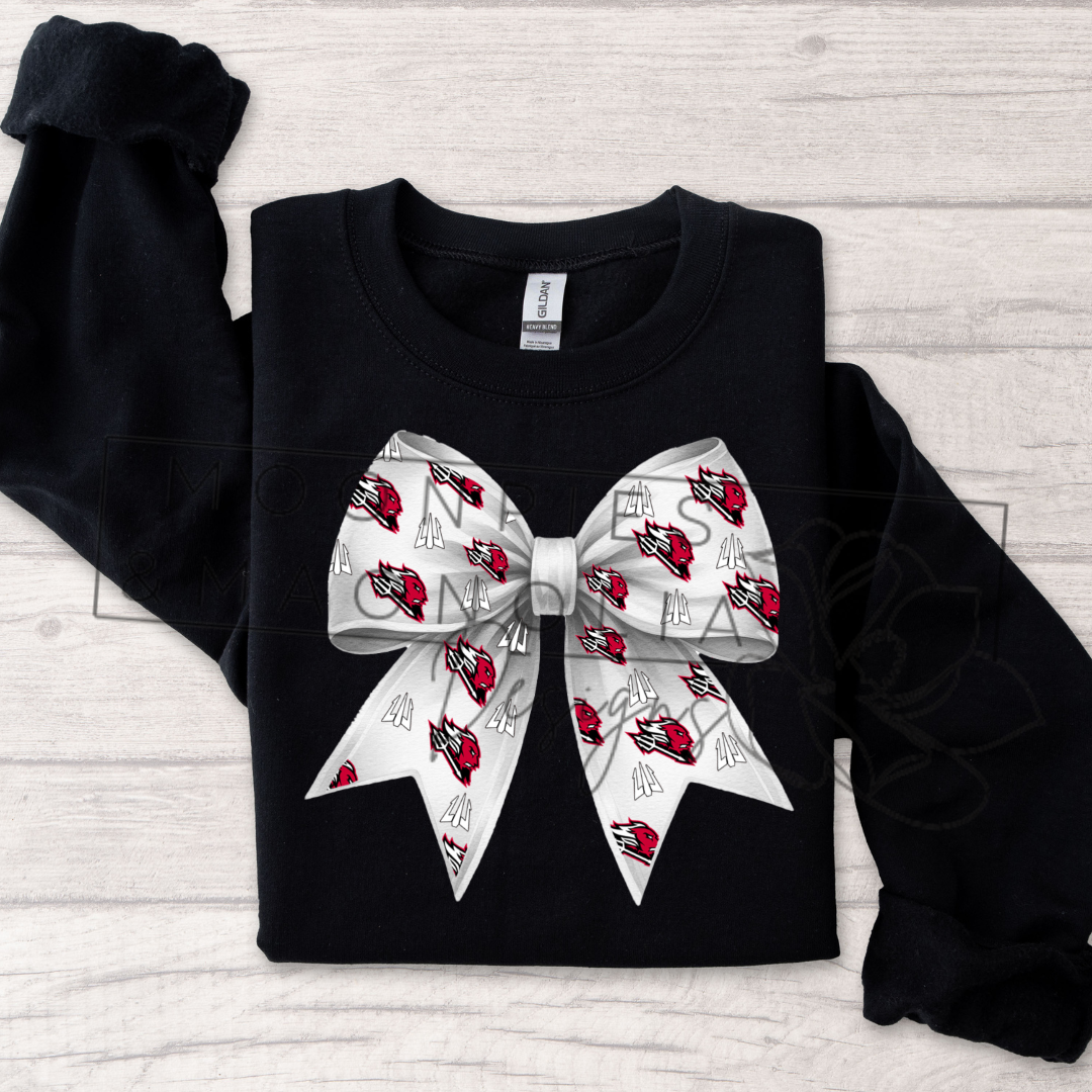 WHITE RED DEVILS BOW CREWNECK SWEATSHIRT