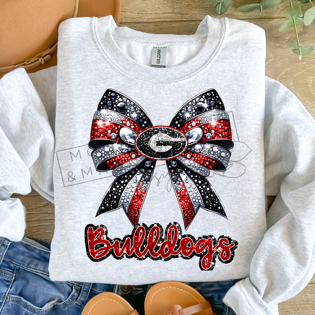 GEORGIA RHINESTONE BOW CREWNECK SWEATSHIRT