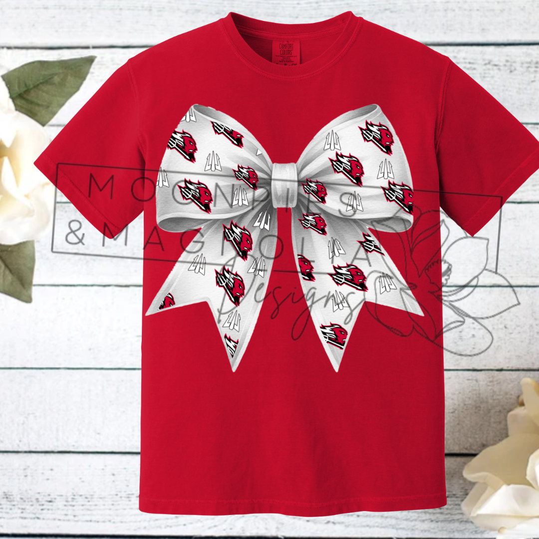 WHITE RED DEVILS BOW COMFORT COLOR T-SHIRT