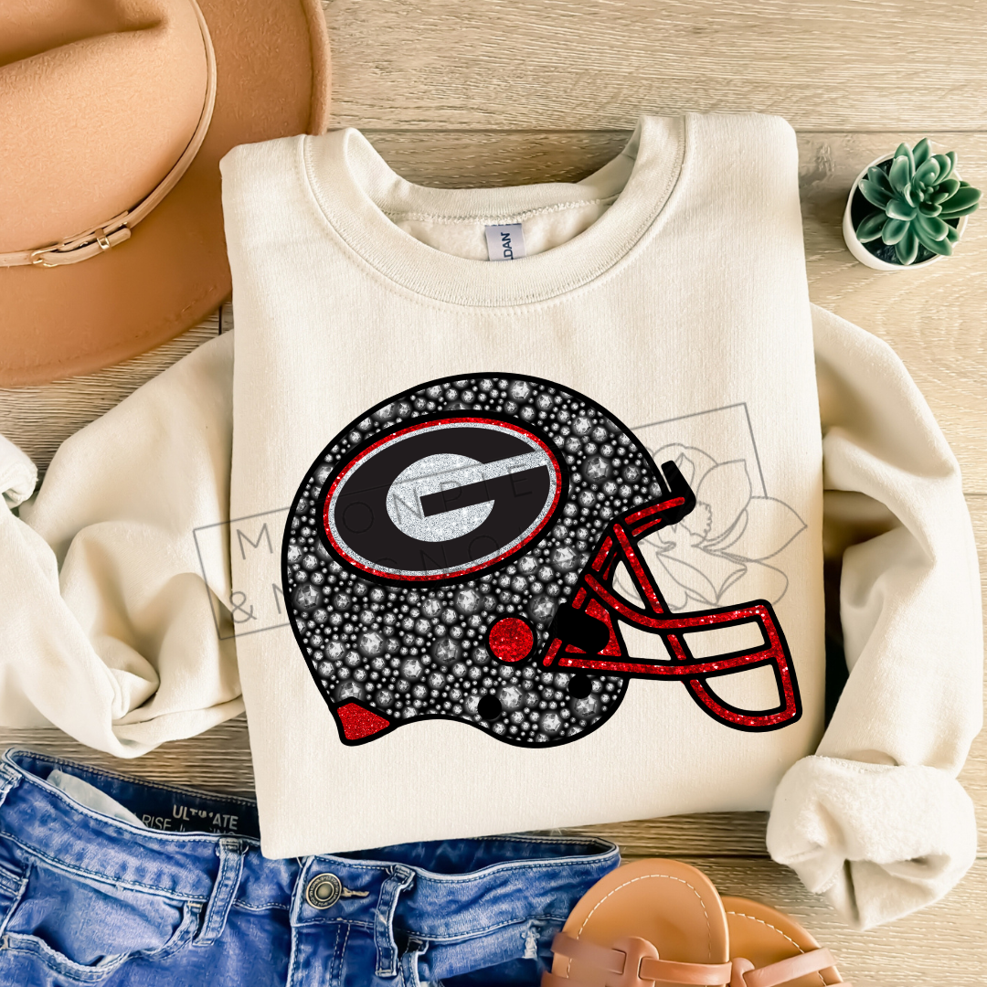 GA RHINESTONE HELMET CREWNECK SWEATSHIRT