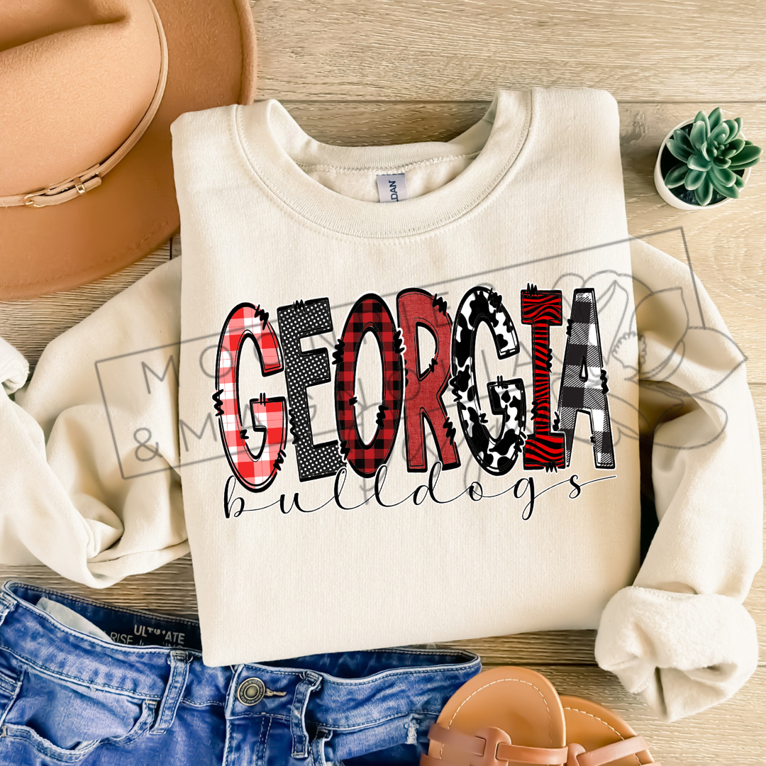 PLAID GEORGIA CREWNECK SWEATSHIRT