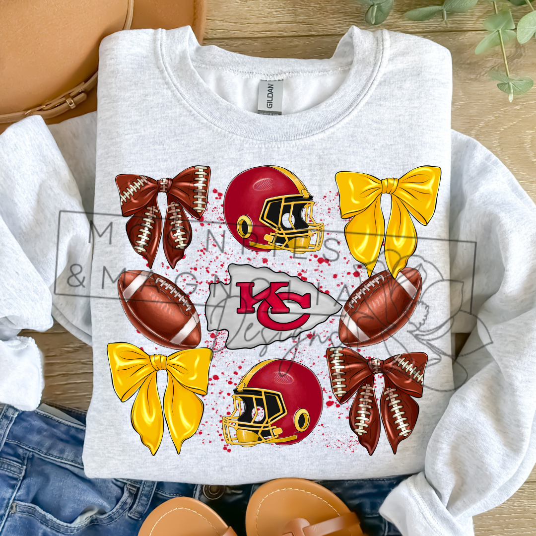 CHIEFS BOWS AND FOOTBALLS CREWNECK SWEATSHIRT