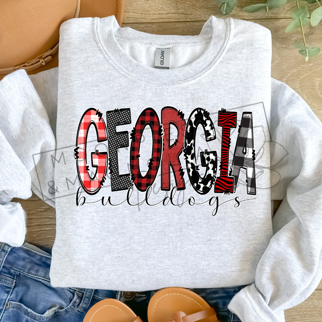 PLAID GEORGIA CREWNECK SWEATSHIRT