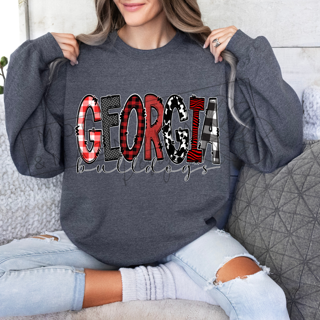 PLAID GEORGIA CREWNECK SWEATSHIRT