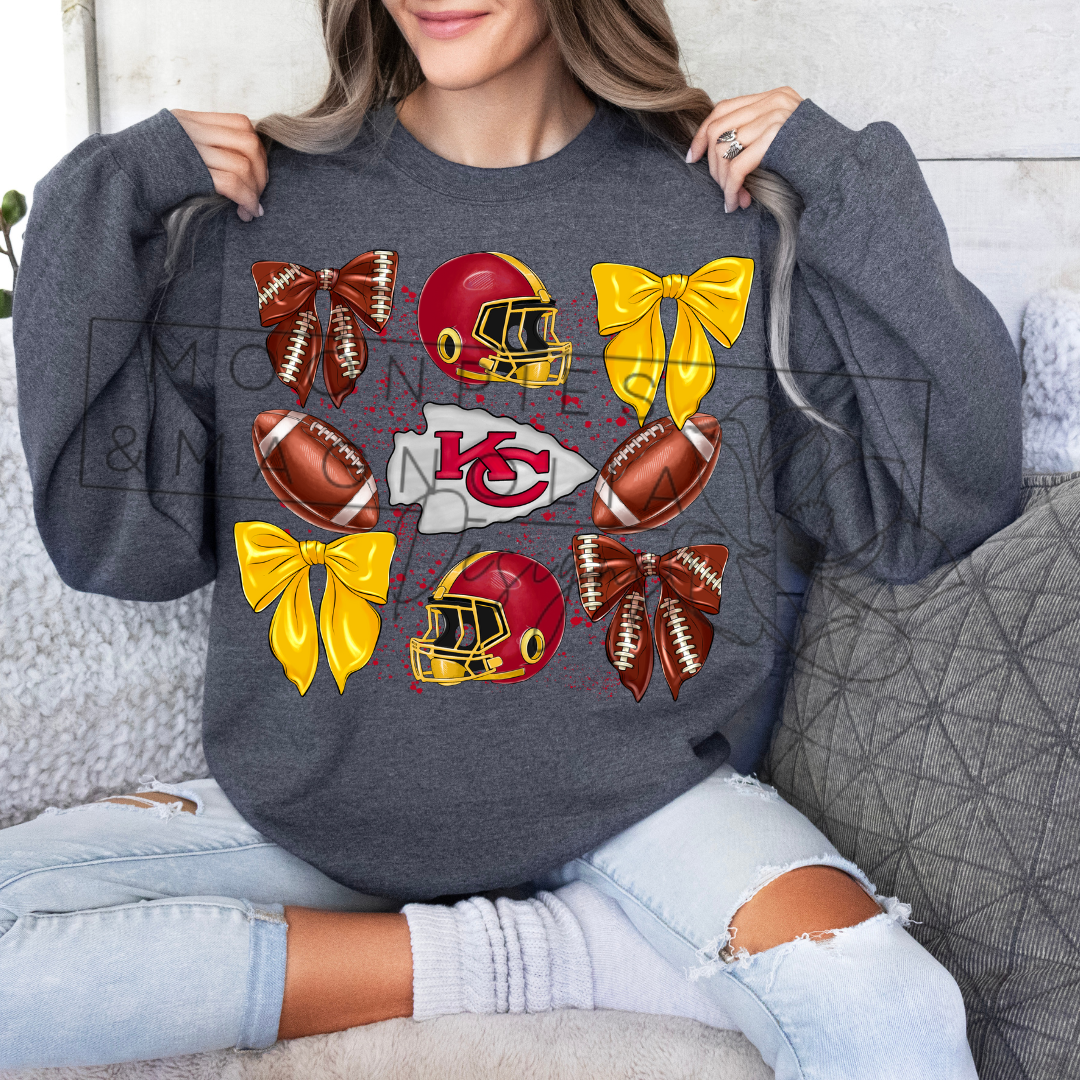 CHIEFS BOWS AND FOOTBALLS CREWNECK SWEATSHIRT