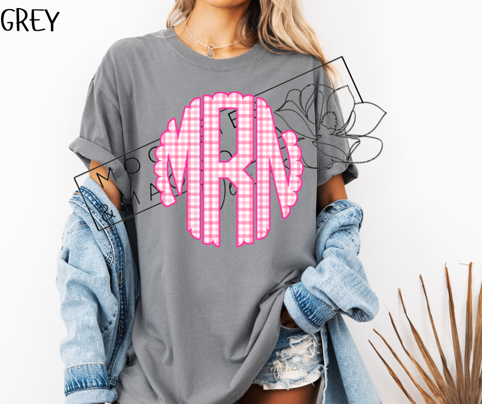 PINK PLAID MONOGRAM CC SHIRTS
