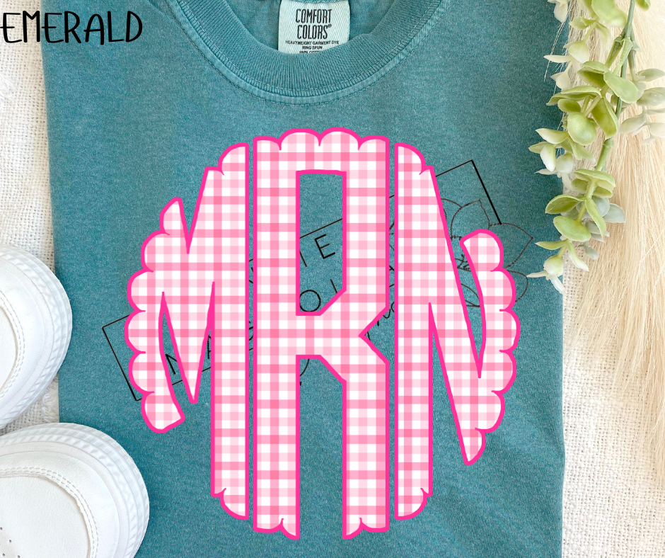 PINK PLAID MONOGRAM CC SHIRTS