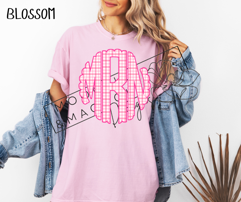 PINK PLAID MONOGRAM CC SHIRTS