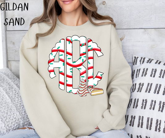 CHRISTMAS TREE CAKE MONOGRAM CREWNECK SWEATSHIRT