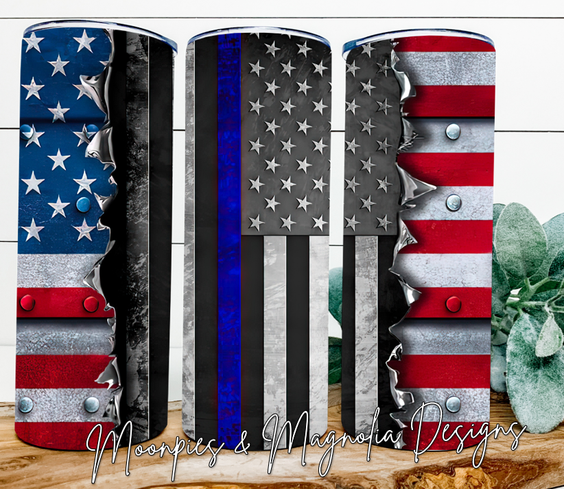 BLUE LINE AMERICAN FLAG TUMBLER