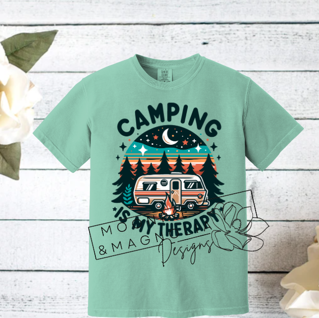 CAMPING IS MY THERAPY COMFORT COLOR T-SHIRT