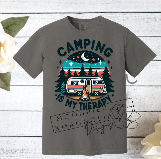 CAMPING IS MY THERAPY COMFORT COLOR T-SHIRT