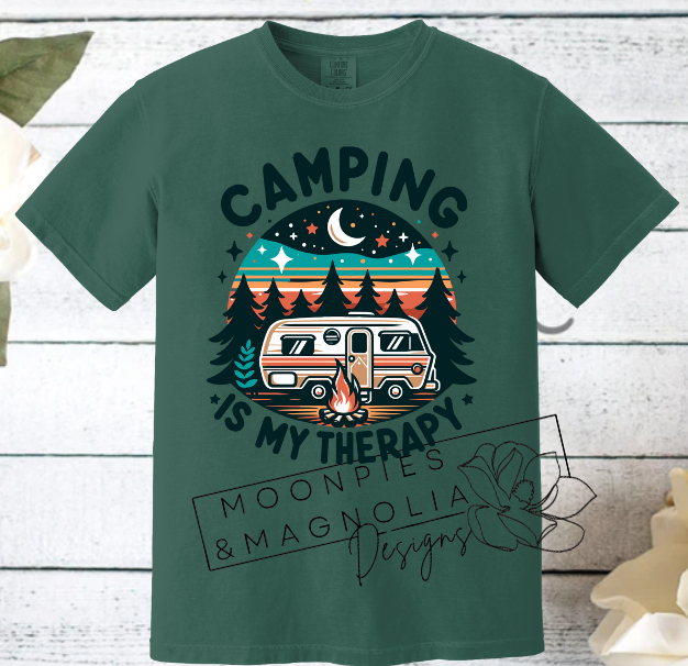 CAMPING IS MY THERAPY COMFORT COLOR T-SHIRT