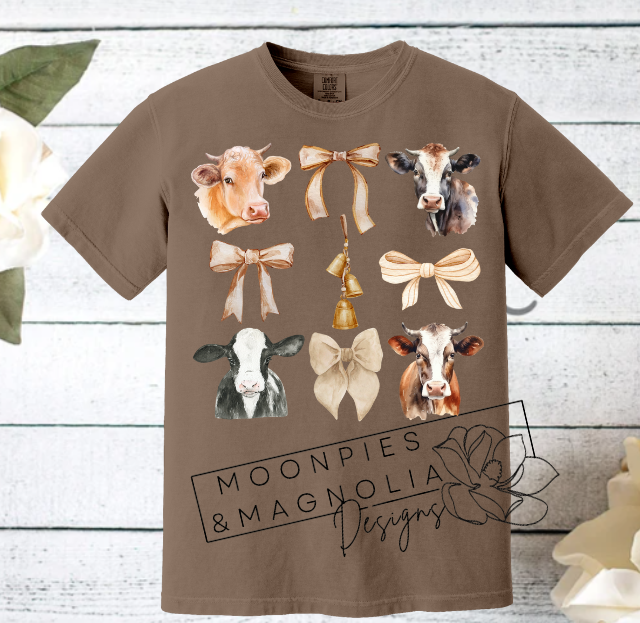 COW CROQUETTE BOW COMFORT COLOR T-SHIRT