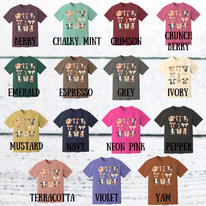 COW CROQUETTE BOW COMFORT COLOR T-SHIRT