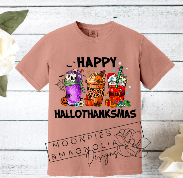 HAPPY HALLOTHANKSMAS COMFORT COLOR T-SHIRT